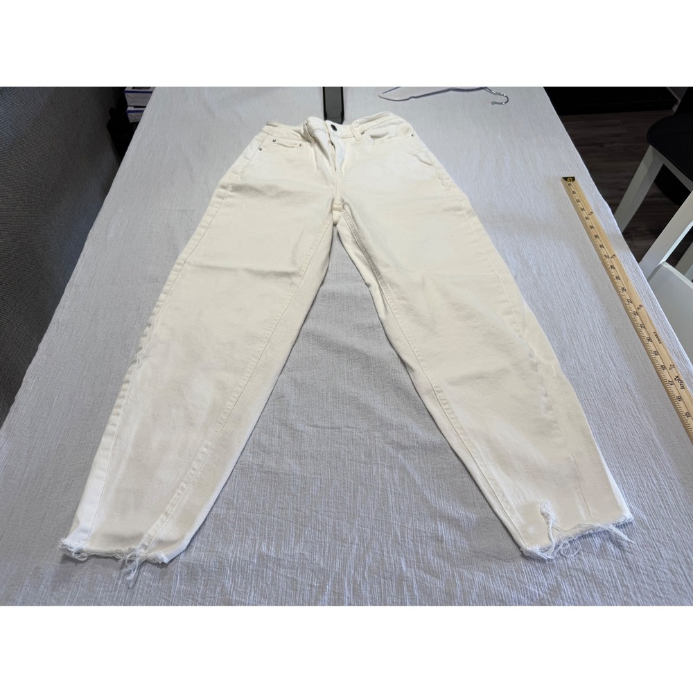 SO Goods for Life Women White Balloon Jeans Raw Hem High Rise JG44D725RW Size 3